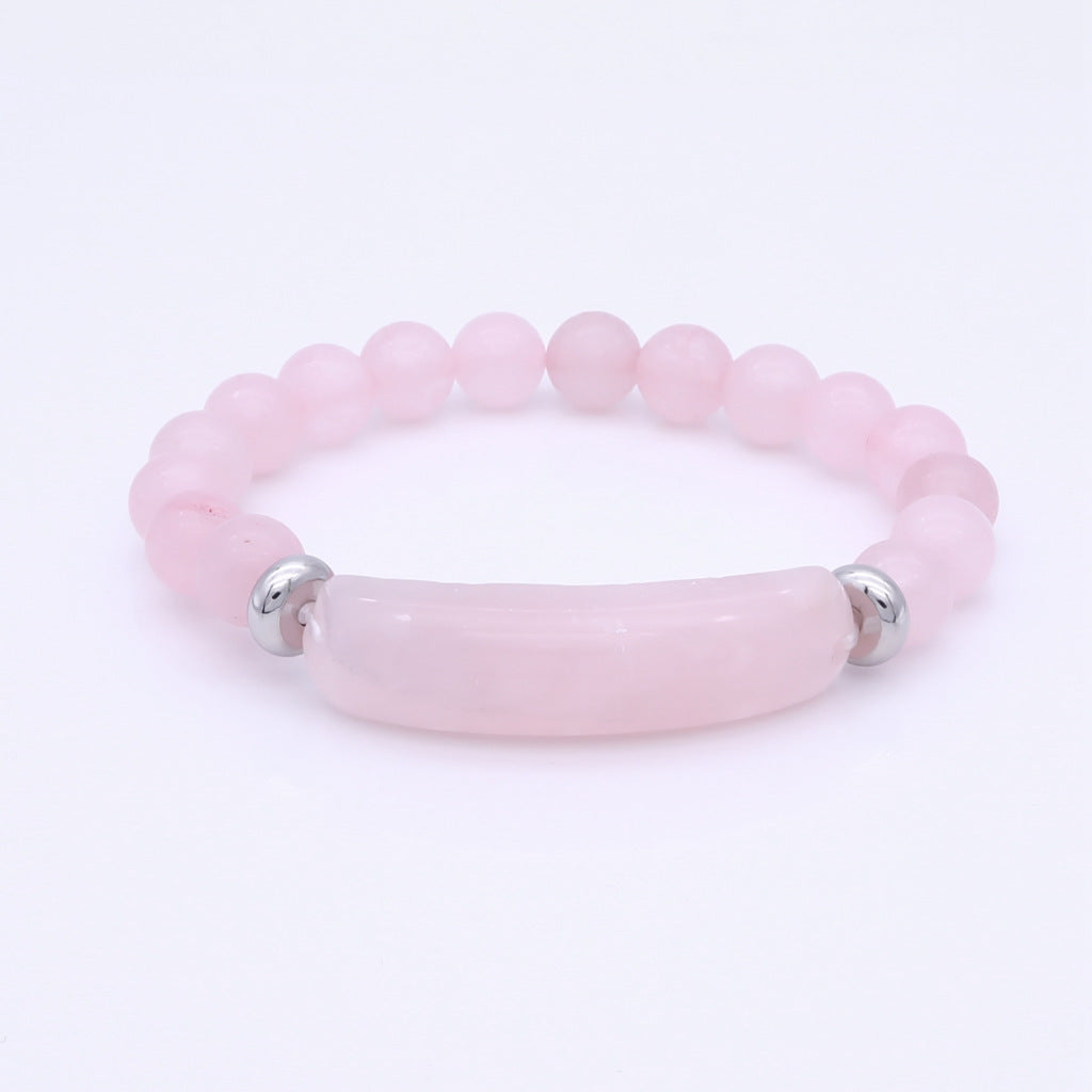 Rose Quartz Semi Precious Stone Bracelet-Bracelets-1-Glitters