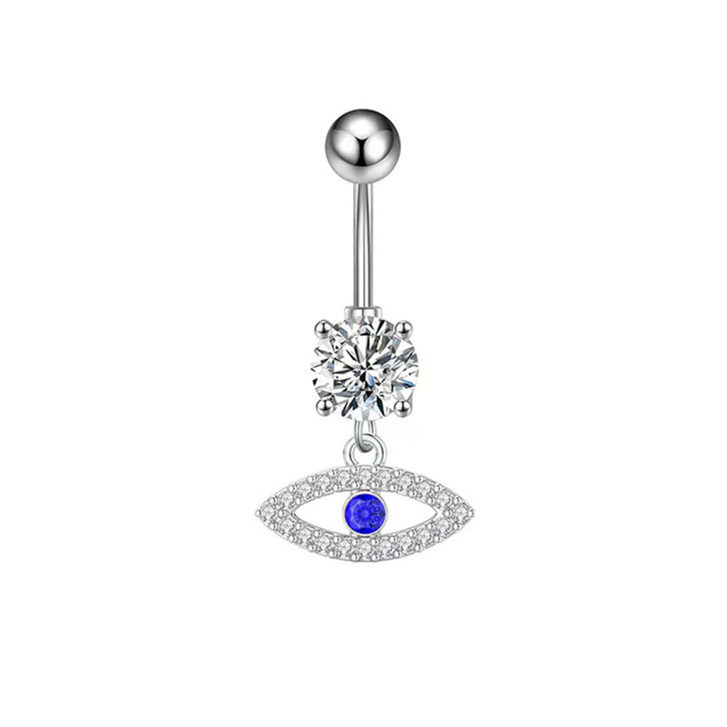 Evil Eye Belly Button Ring - Silver-Belly Rings-1-Glitters