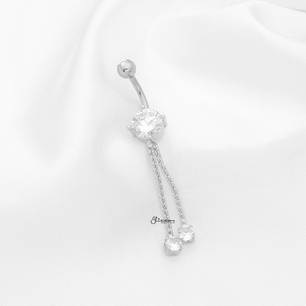 Rope Chain Dangle Belly Button Navel Ring - Silver-Belly Rings-2-Glitters