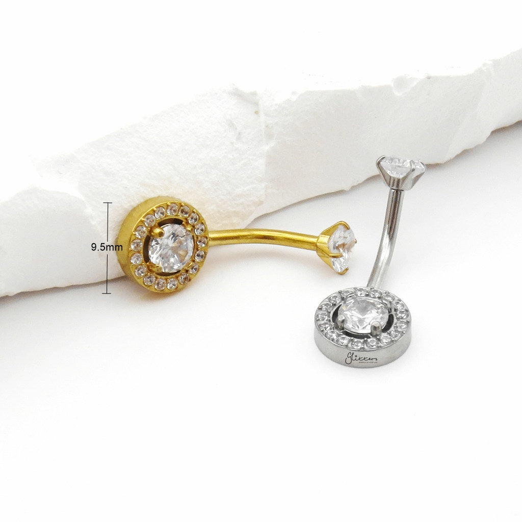 Halo Round CZ Belly Button Navel Ring-Belly Rings-3-Glitters