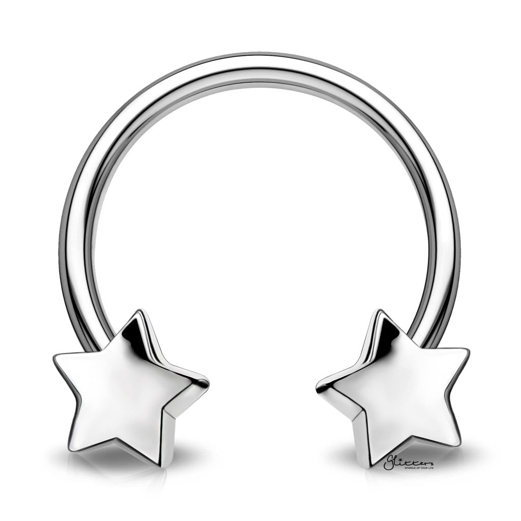 Star Ends Horseshoe Circular Barbell-Horseshoes-2-Glitters