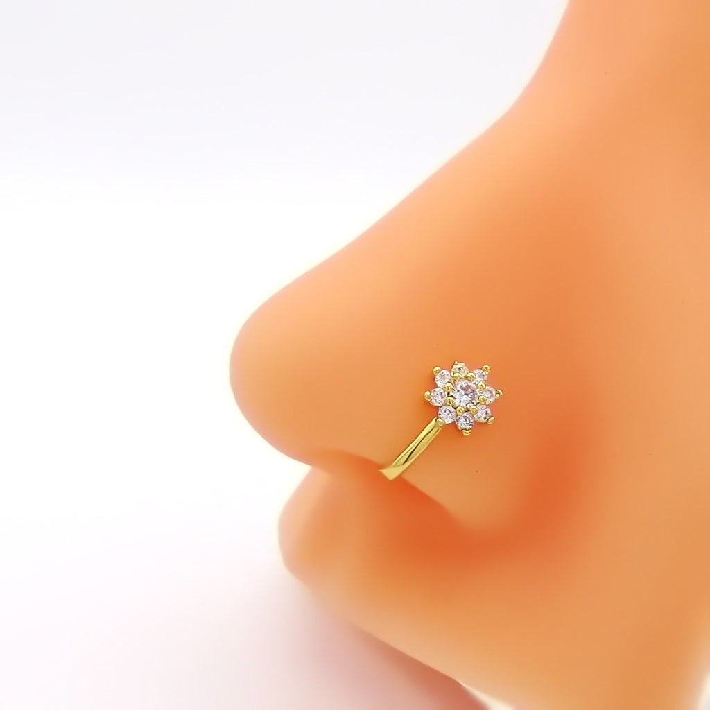 CZ Snowflake Non Piercing Nose Ring-Non Piercing-5-Glitters