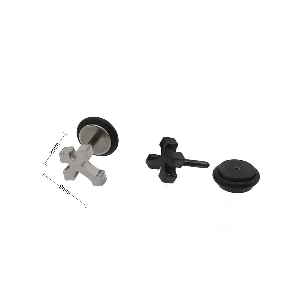 Stainless Steel Cross Fake Plug Earring