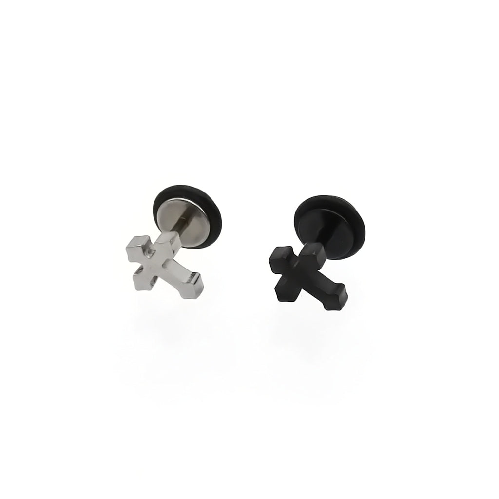 Stainless Steel Cross Fake Plug Earring