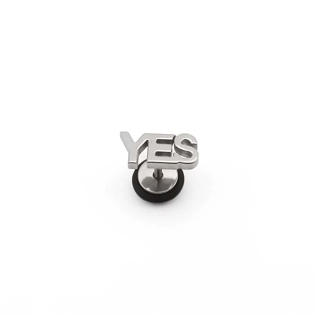 Stainless Steel YES Letter Fake Plug Earring-Fake Plugs-4-Glitters