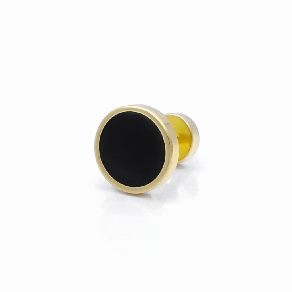 Stainless Steel Round Fake Plug with Black Center - Gold-Fake Plugs-1-Glitters