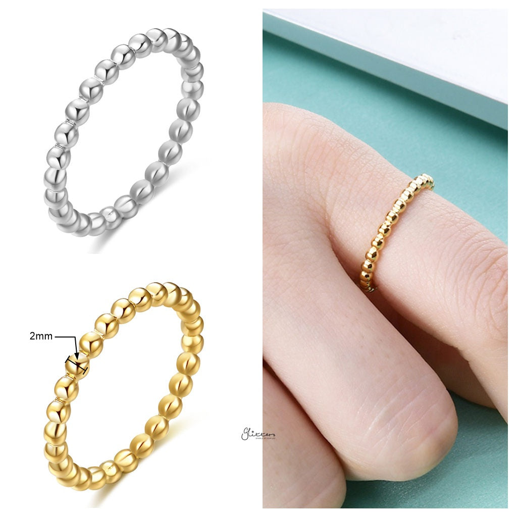 Stainless Steel Bead Stacking Ring - Gold-Stainless Steel Rings-3-Glitters