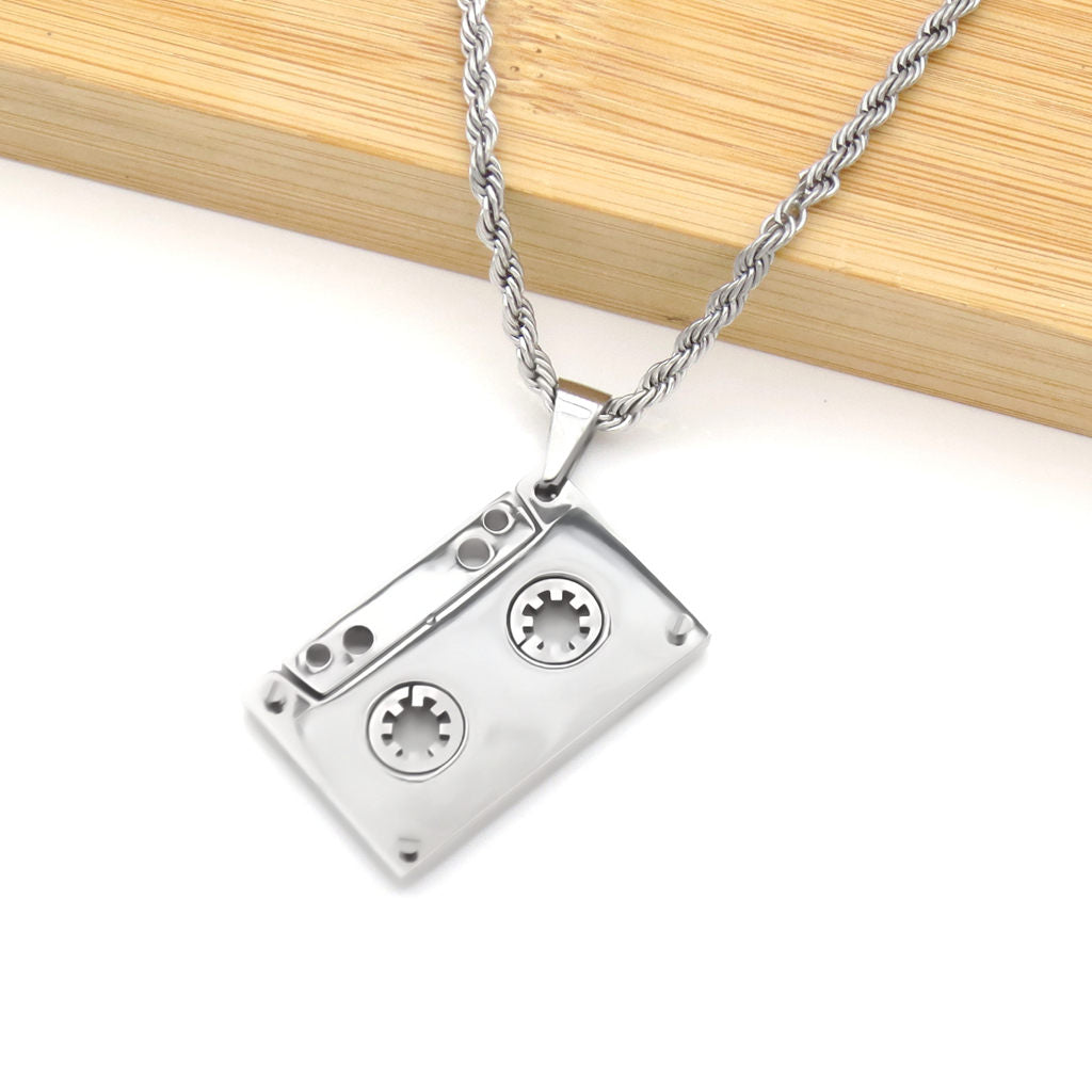 Stainless Steel Cassette Tape Pendant-Pendants-4-Glitters