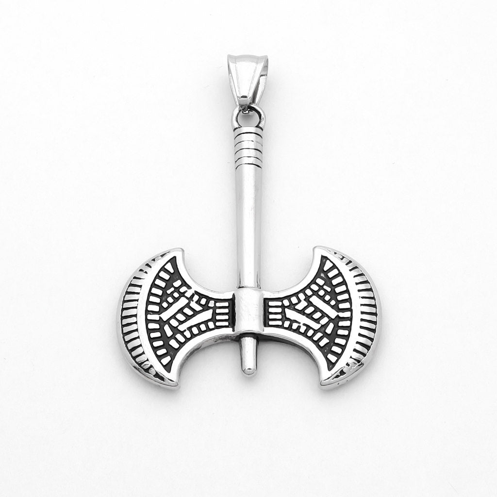 Stainless Steel Double Sided Axe Pendant-Pendants-1-Glitters