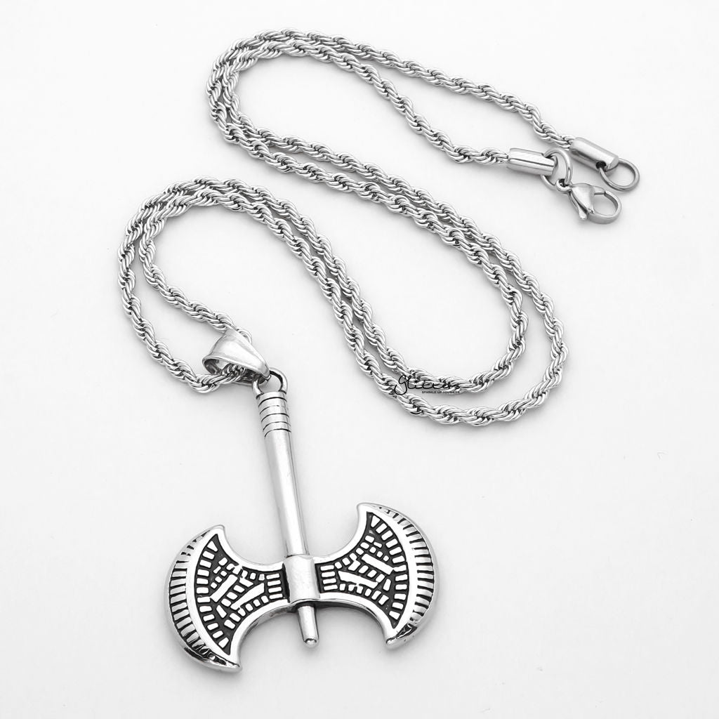 Stainless Steel Double Sided Axe Pendant-Pendants-2-Glitters