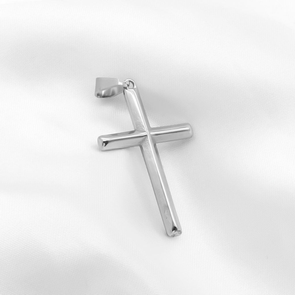 High Polished Plain Cross Pendant - Silver-Pendants-2-Glitters