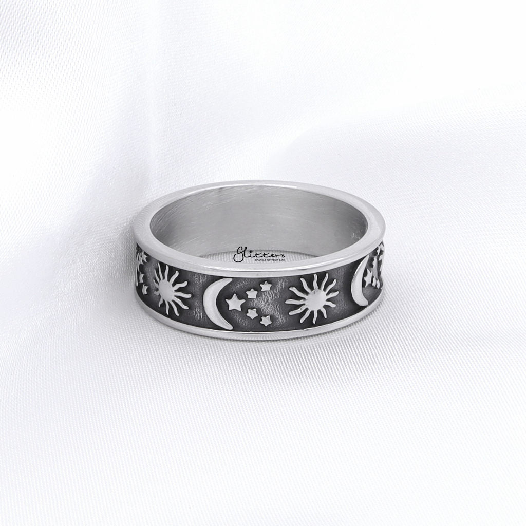 Stainless Steel Sun Moon Stars Ring-Stainless Steel Rings-3-Glitters