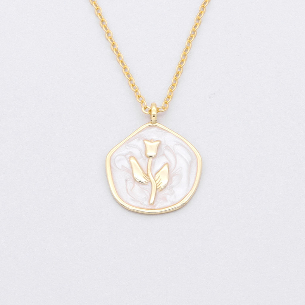 Sterling Silver Rose Necklace - Gold-Sterling Silver Necklaces-1-Glitters