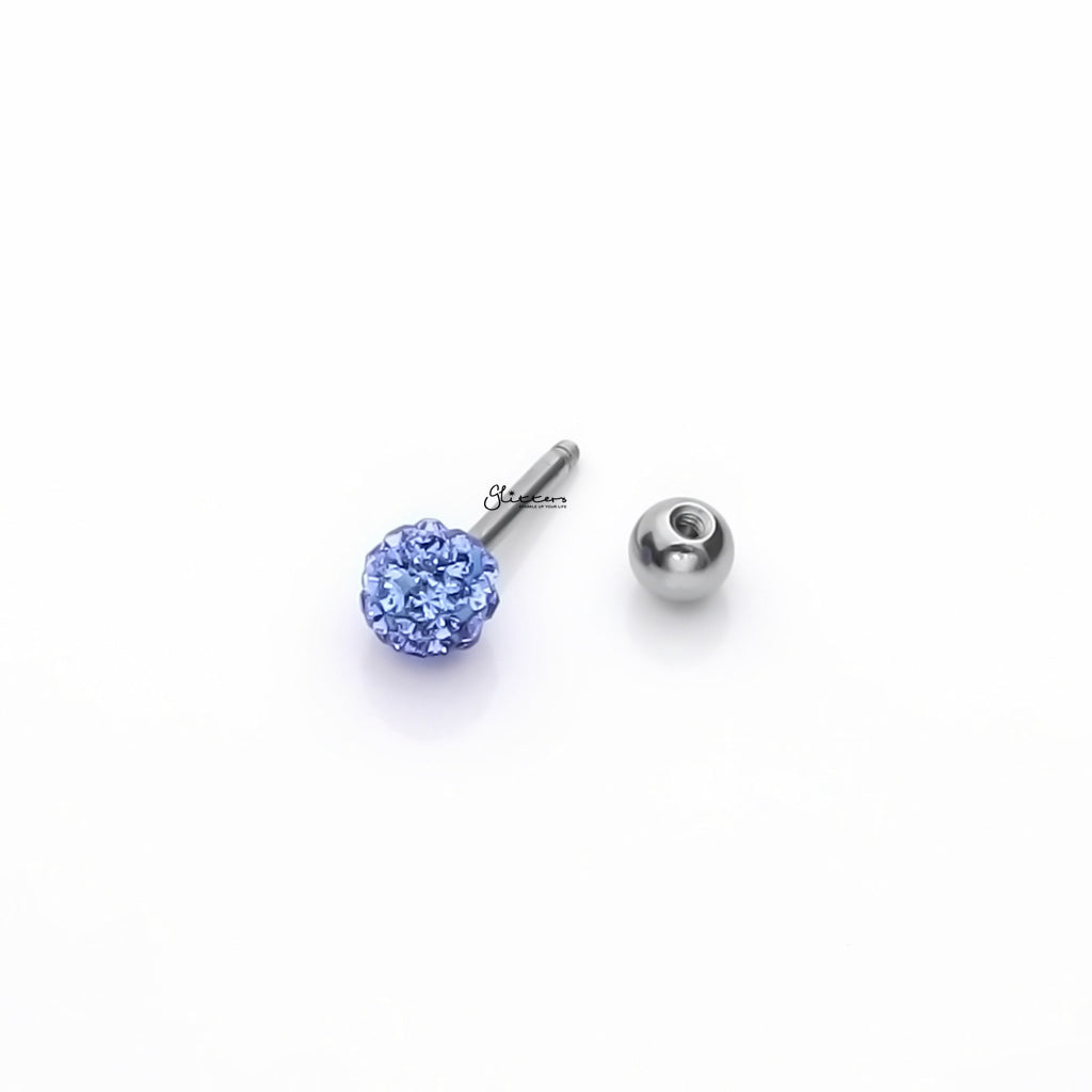 Ferido Crystal Disco Ball Top Tragus Barbell - Blue-Tragus | Cartilage | Daith | Conch-2-Glitters