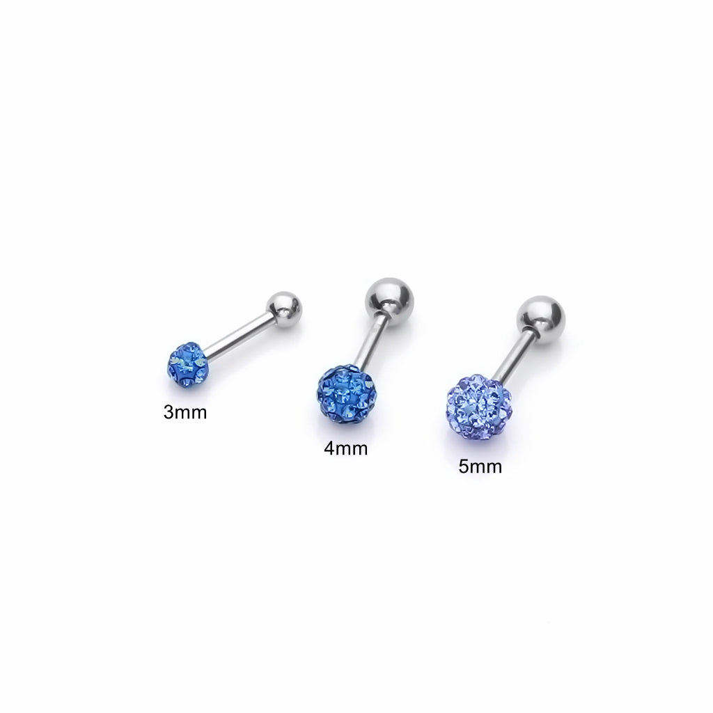 Ferido Crystal Disco Ball Top Tragus Barbell - Blue-Tragus | Cartilage | Daith | Conch-3-Glitters