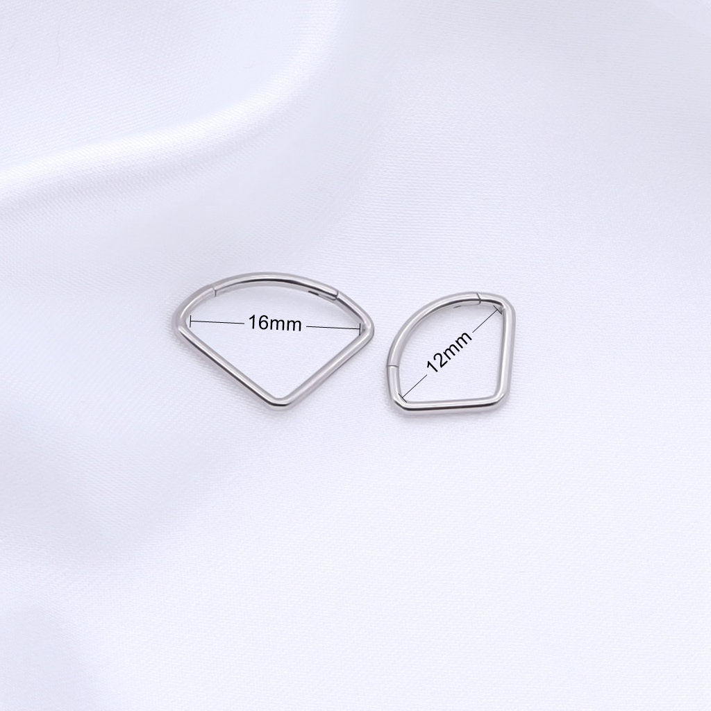 Titanium Wide Chevron Hinged Segment Hoop Ring - Silver-Septum Rings-2-Glitters