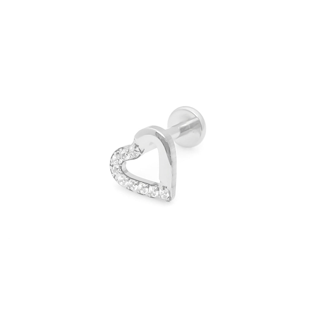 Heart Top Internally Threaded Flat Back Stud-Tragus | Cartilage | Daith | Conch-1-Glitters