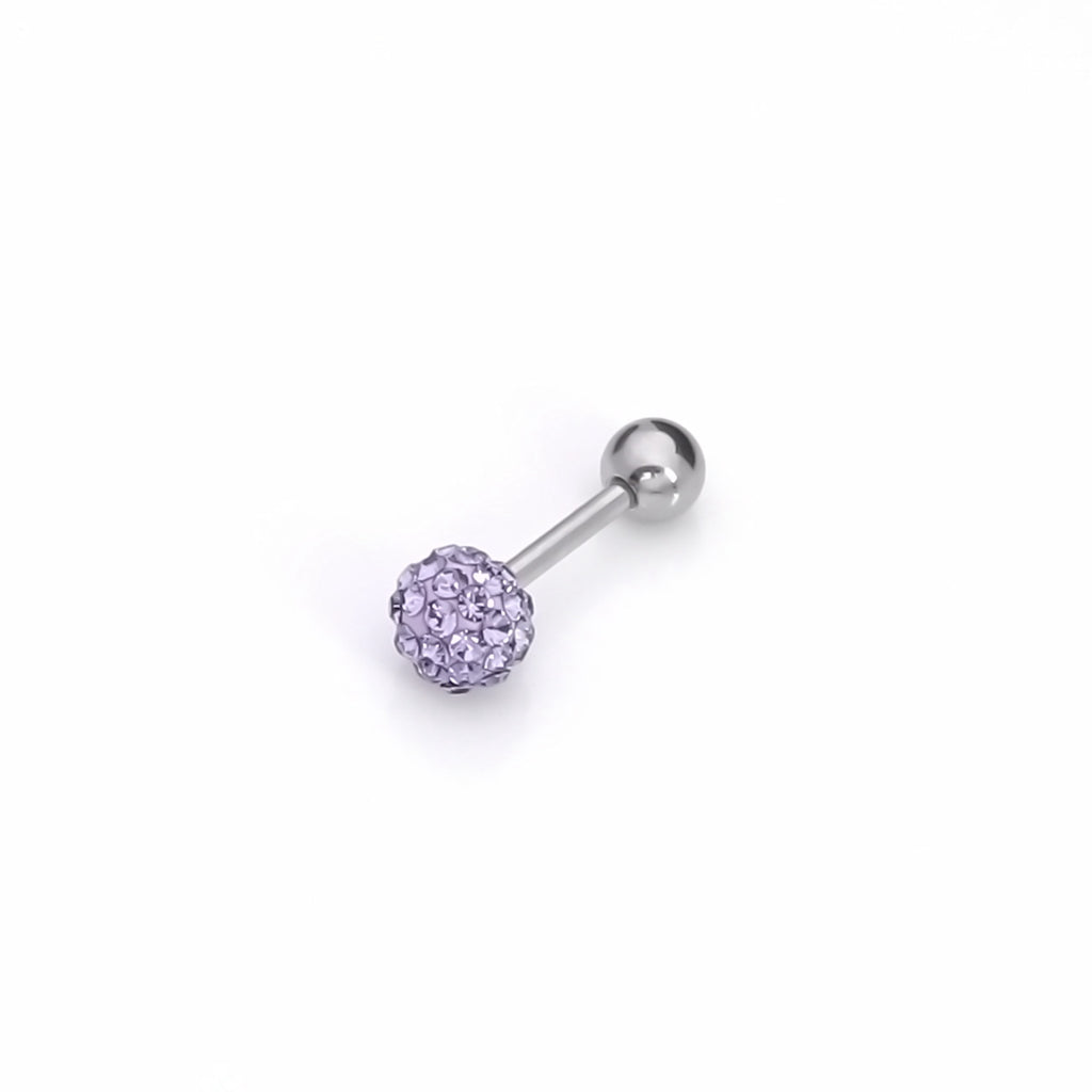 Ferido Crystal Disco Ball Top Tragus Barbell - Tanzanite-Tragus | Cartilage | Daith | Conch-1-Glitters