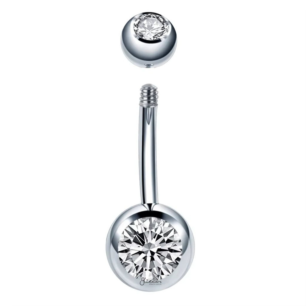 14GA 316L Surgical Steel Double Gem Belly Button Navel Ring - 8mm | 10mm-Belly Rings-13-Glitters