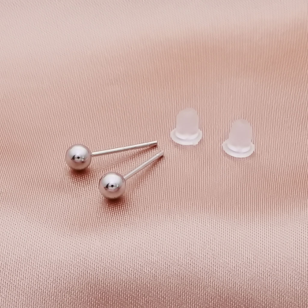 925 Sterling Silver Plain Ball Stud Earrings Glitters