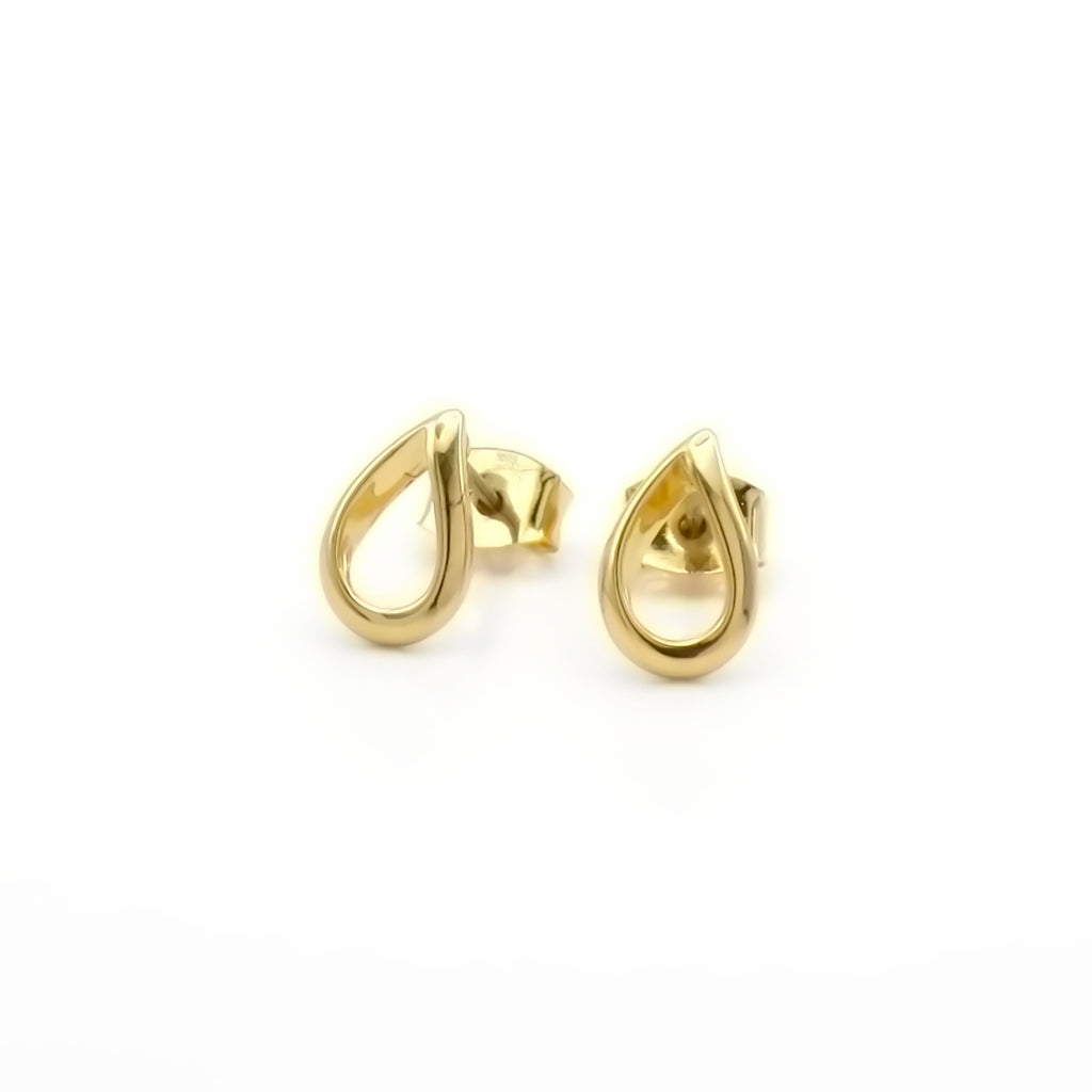 Gold Hollow Teardrop Stud Earrings-Stud Earrings-1-Glitters