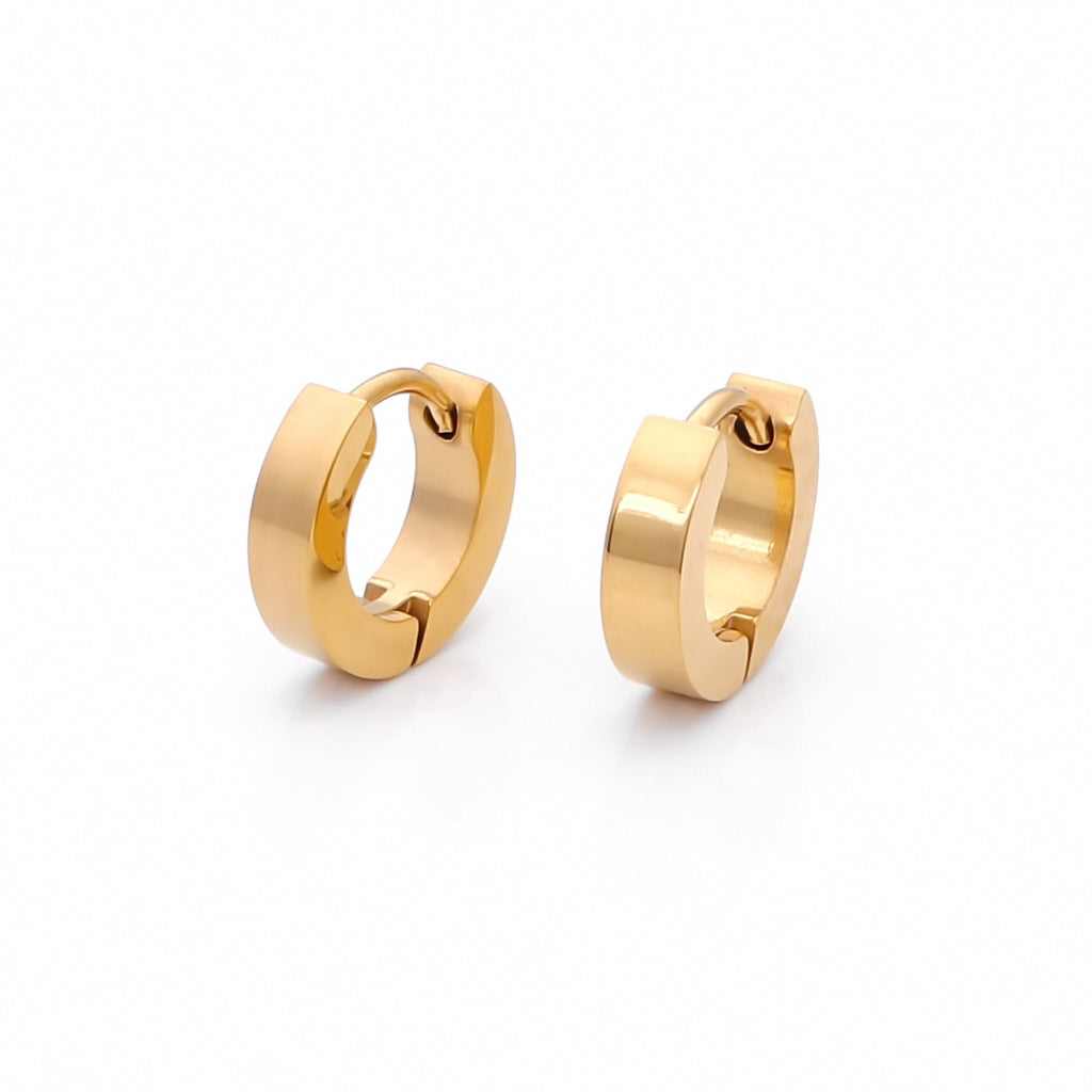 Glitters Gold Plated S/Steel Huggie Hoop Earrings Mens Earring