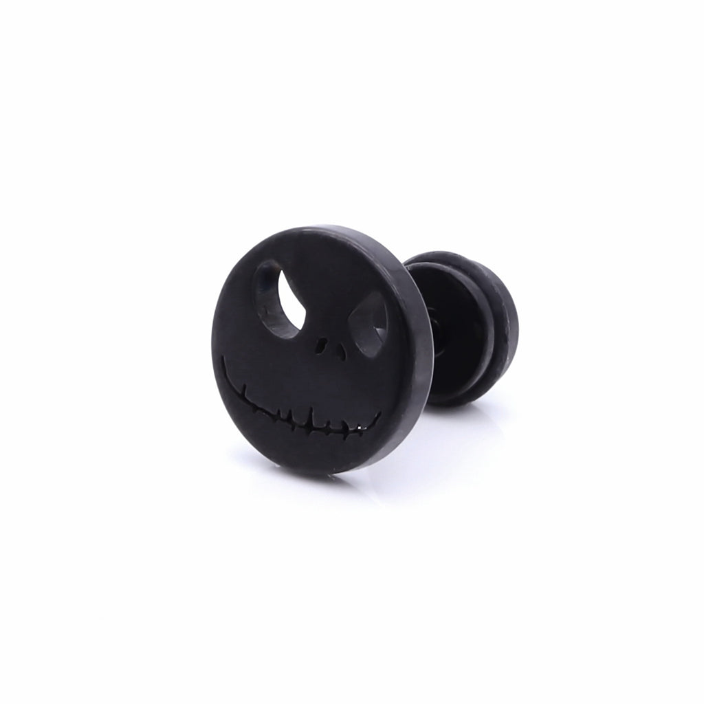 Stainless Steel Jack Skellington Fake Plug - Black-Fake Plugs-1-Glitters