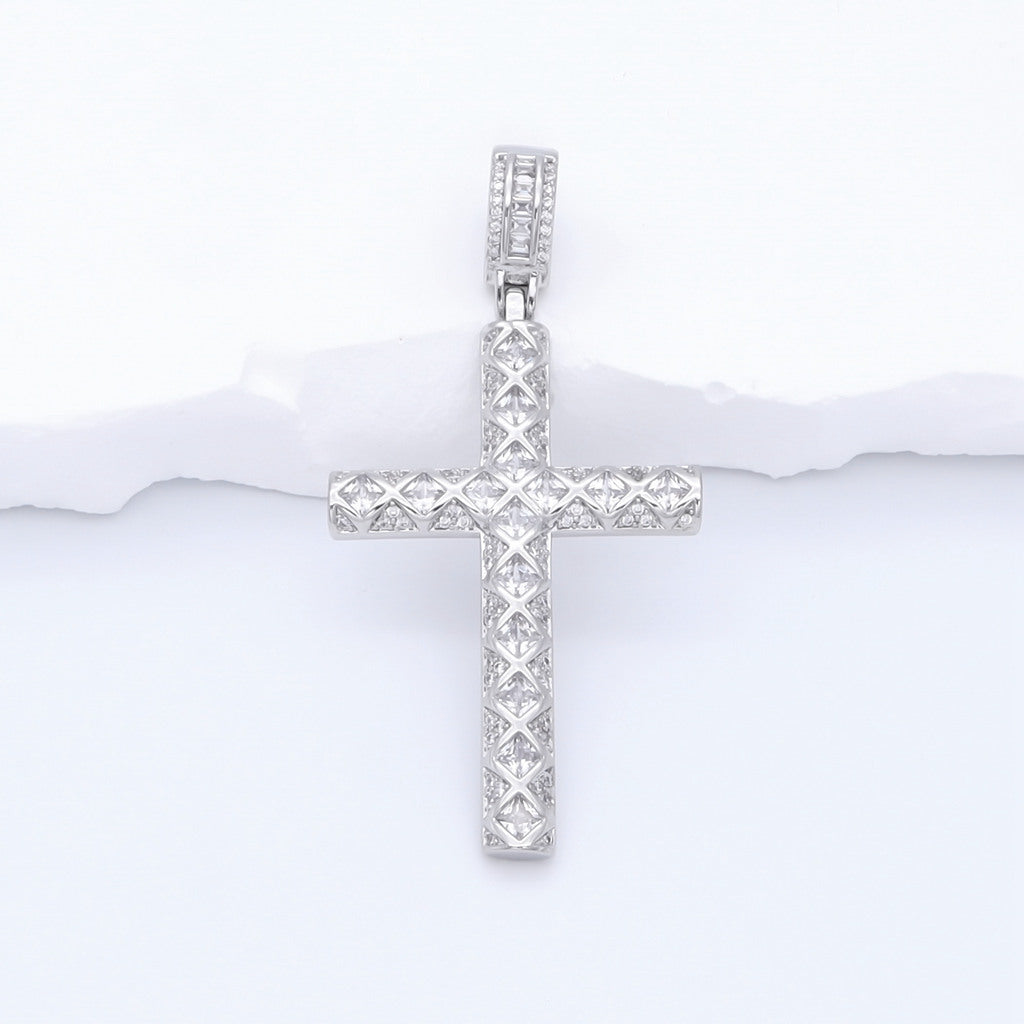 Mens iced out cross on sale pendant