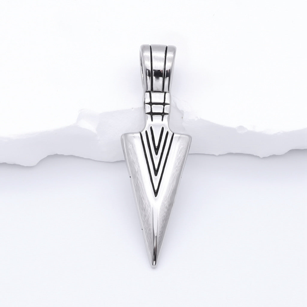 Stainless Steel Arrowhead Pendant - Silver-Pendants-1-Glitters