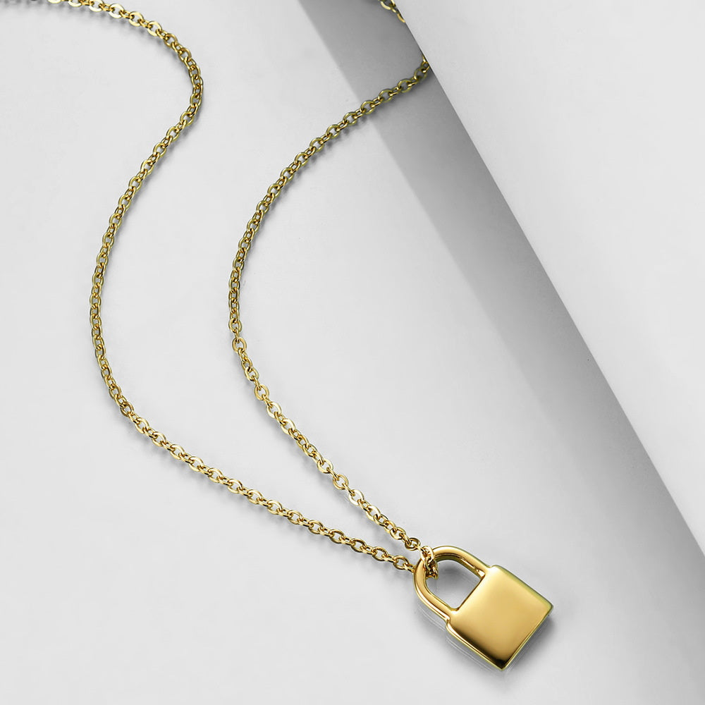 Stainless Steel Square Padlock Necklace