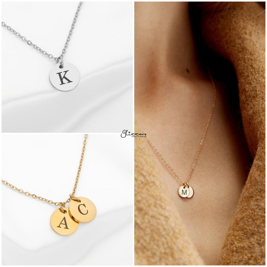 Personalised 12mm Round Disc Necklace-Personalised Jewellery-2-Glitters