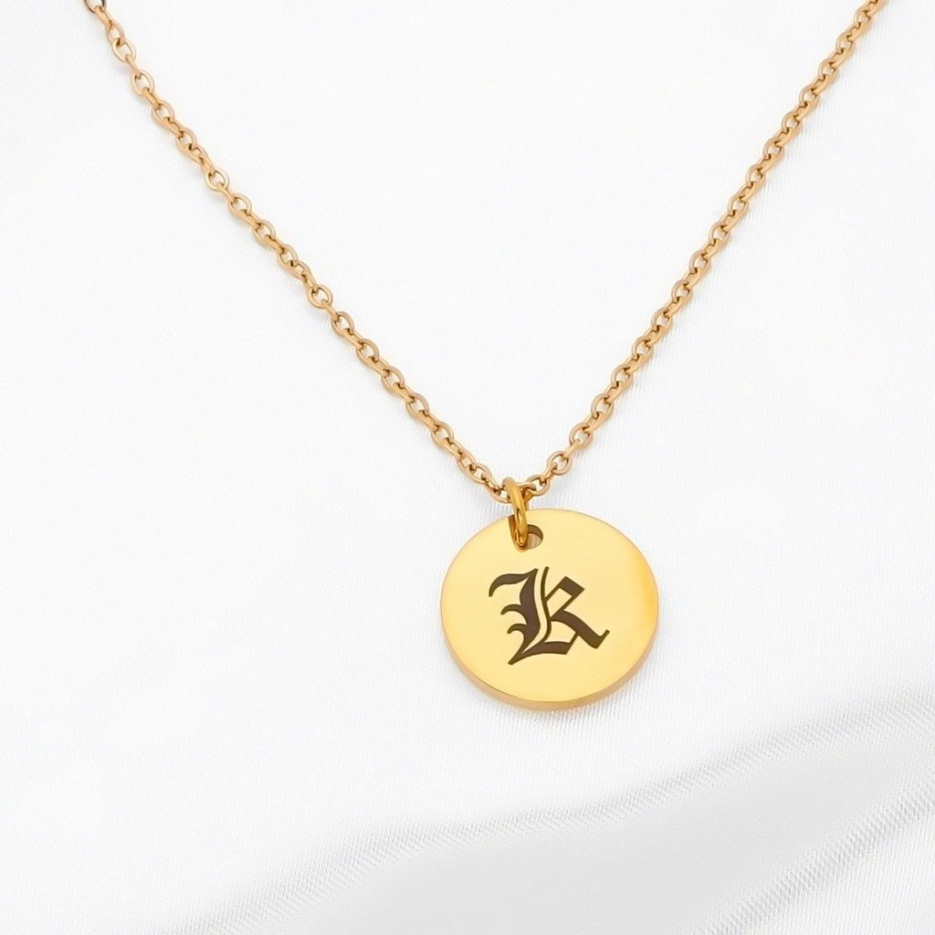 Personalised Round Disc Necklace - Initials | Symbols | Zodiac | Birth Flowers-Personalised Jewellery-2-Glitters