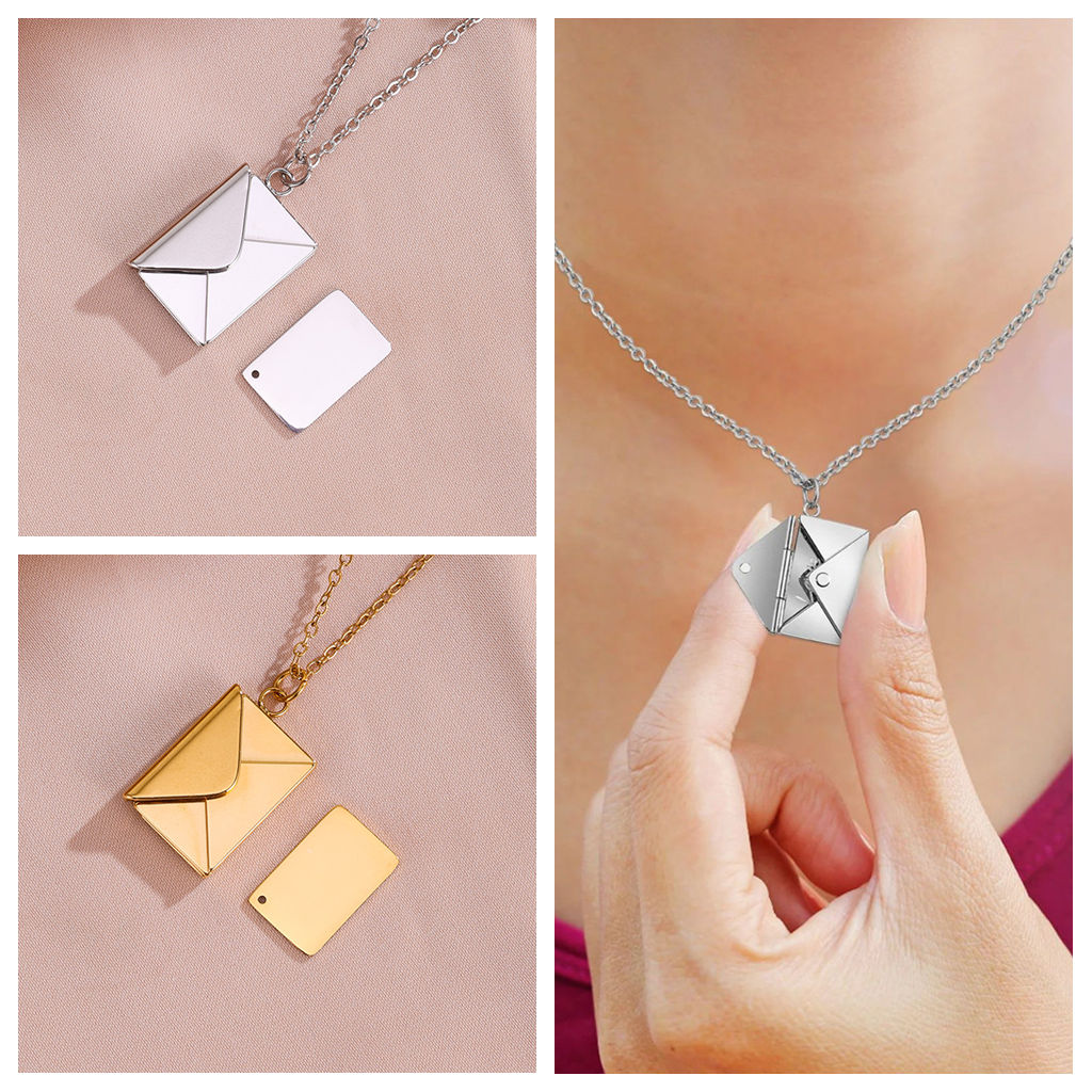 Personalised Envelope & Letter Necklace-Personalised Necklaces-4-Glitters