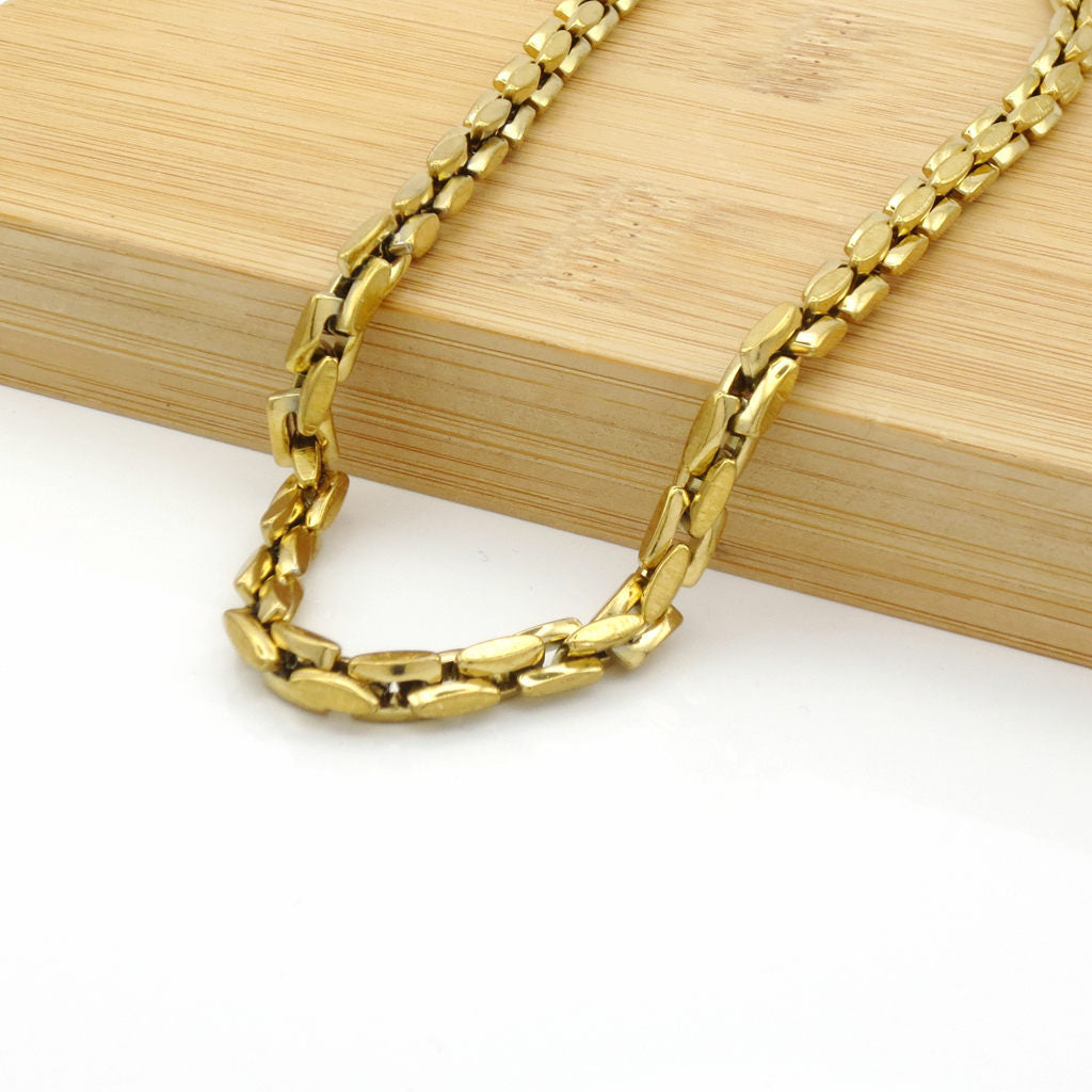 Stainless Steel Box Link Chain Necklace - Gold-Stainless Steel Chains-3-Glitters