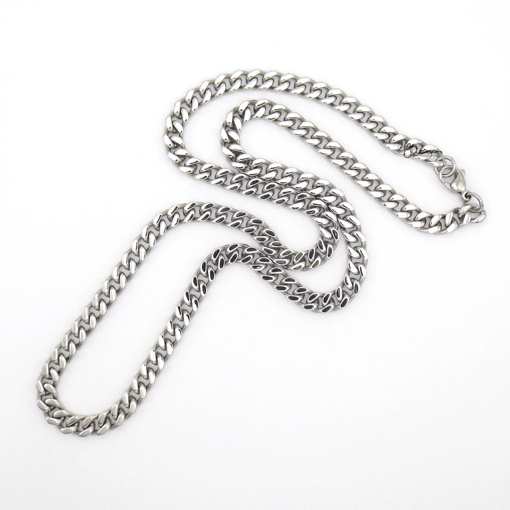 Stainless Steel 6mm Curb Link Chain Necklace - Silver