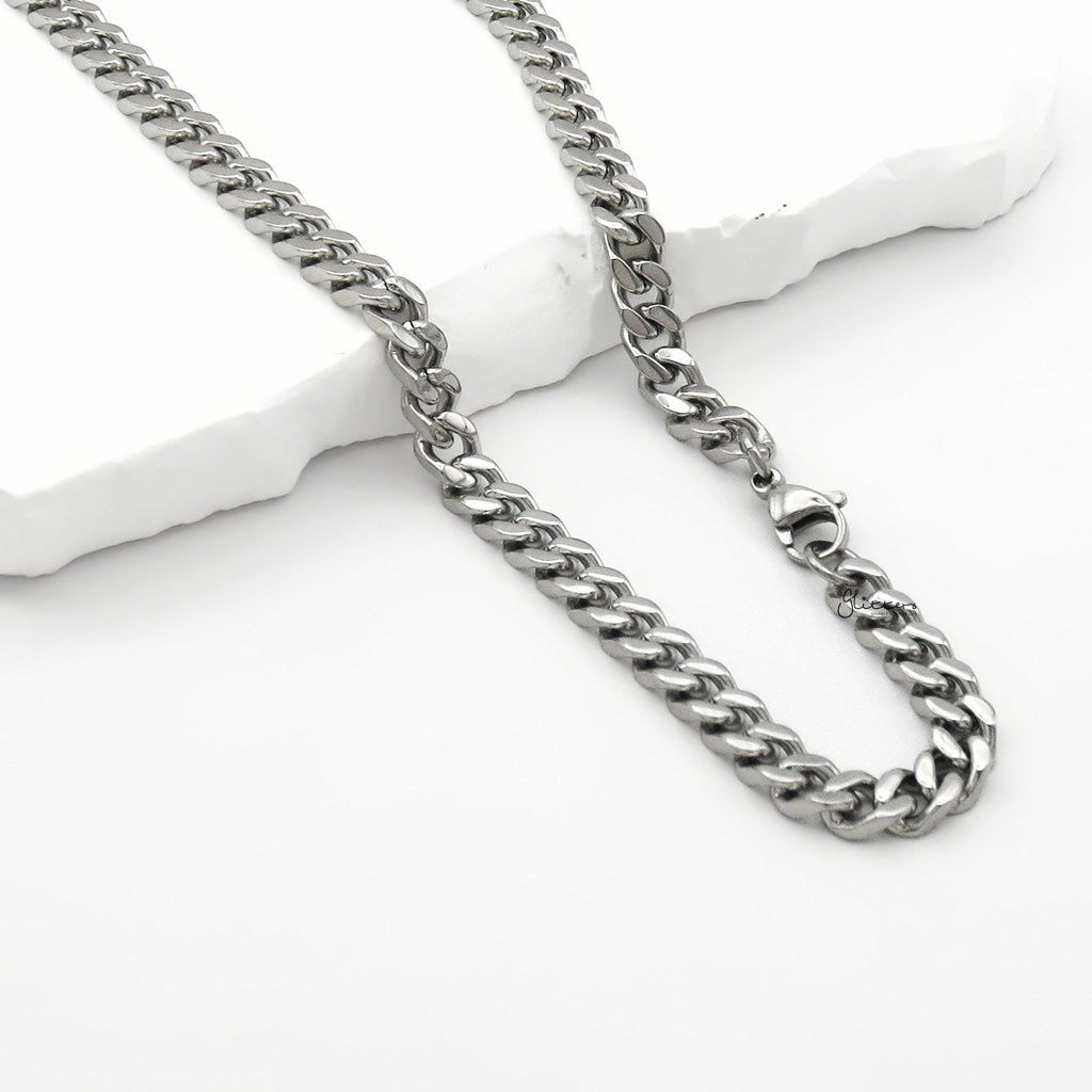 Stainless Steel 6mm Curb Link Chain Necklace - Silver-Stainless Steel Chains-3-Glitters