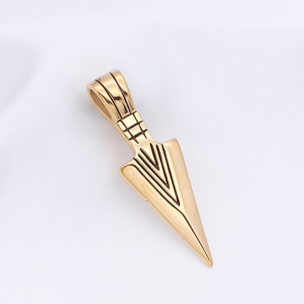 Stainless Steel Arrowhead Pendant - Gold-Pendants-2-Glitters