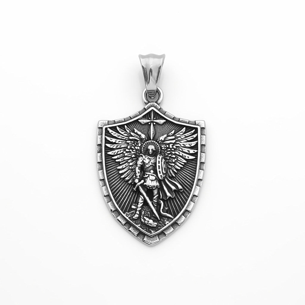 Stainless Steel St. Michael Pendant-Pendants-1-Glitters