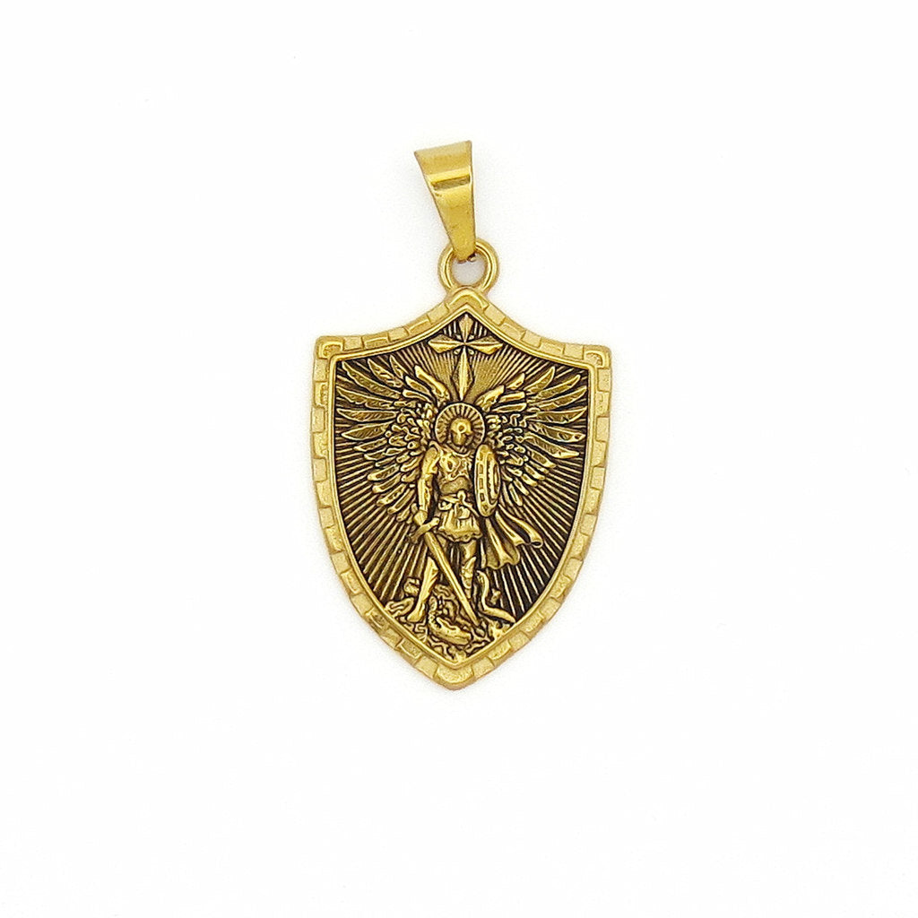 Stainless Steel St. Michael Pendant-Pendants-2-Glitters