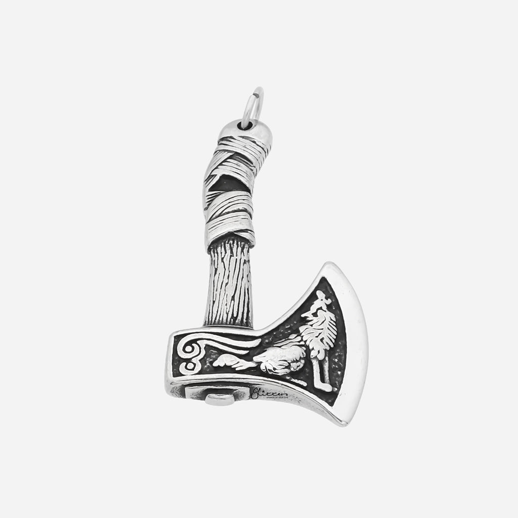 Stainless Steel Viking Double Sided Axe Pendant Glitters