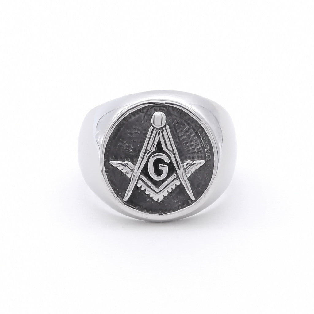 Stainless Steel Masonic Ring Glitters