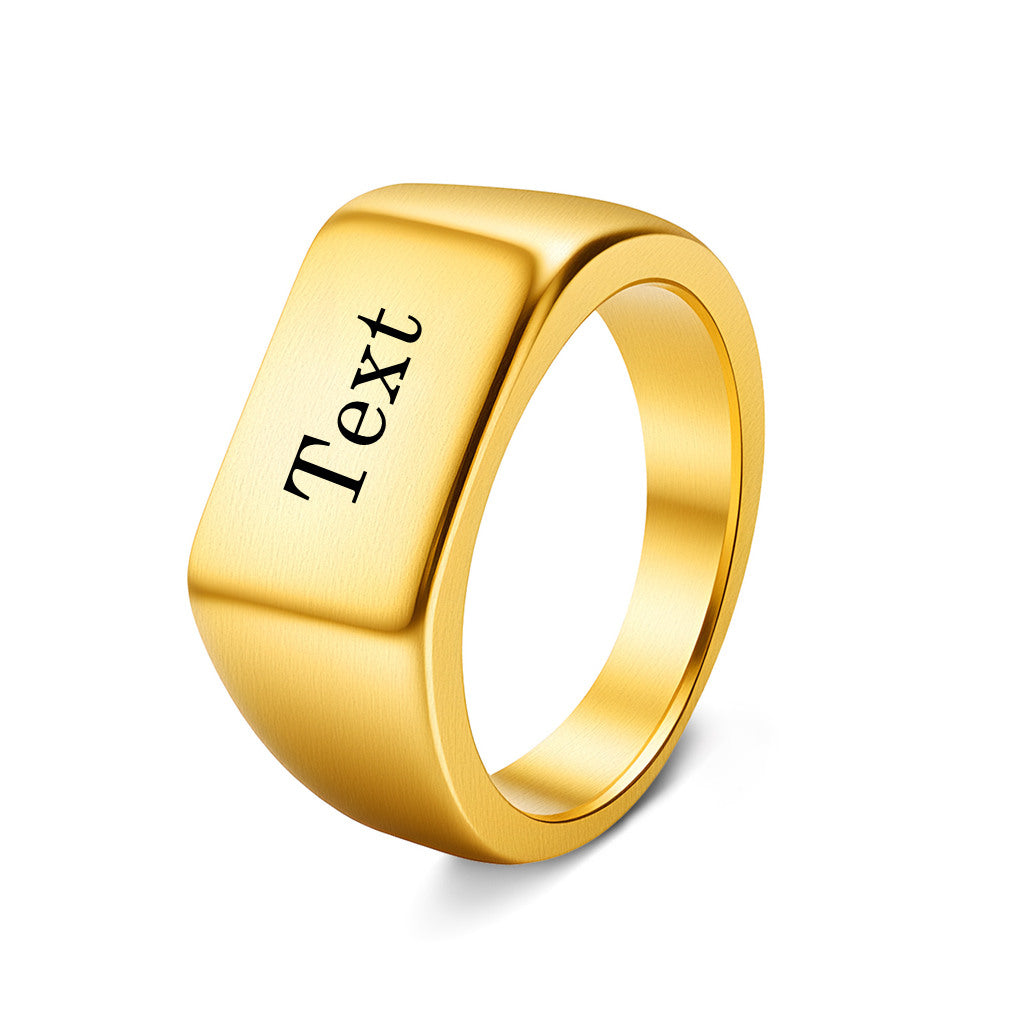 Personalised Stainless Steel Geometric Signet Rings