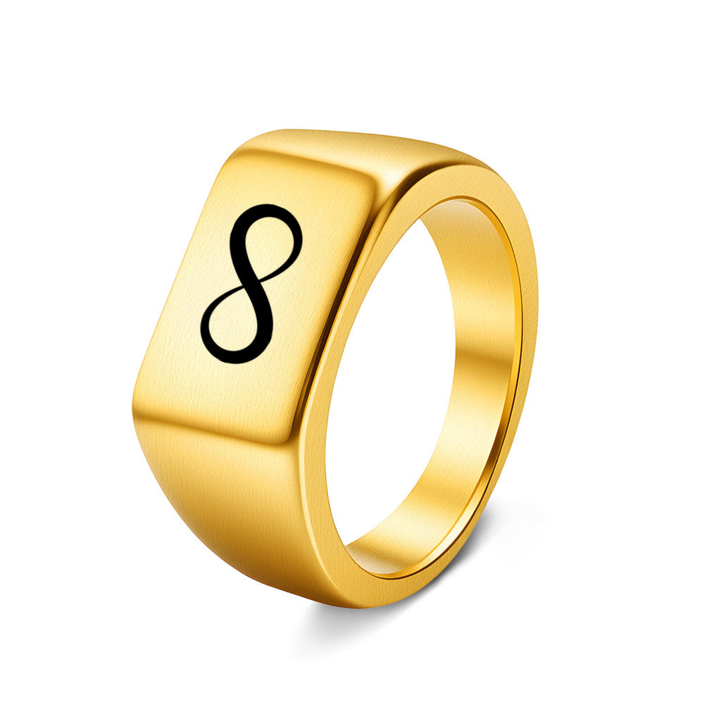 Personalised Stainless Steel Geometric Signet Rings