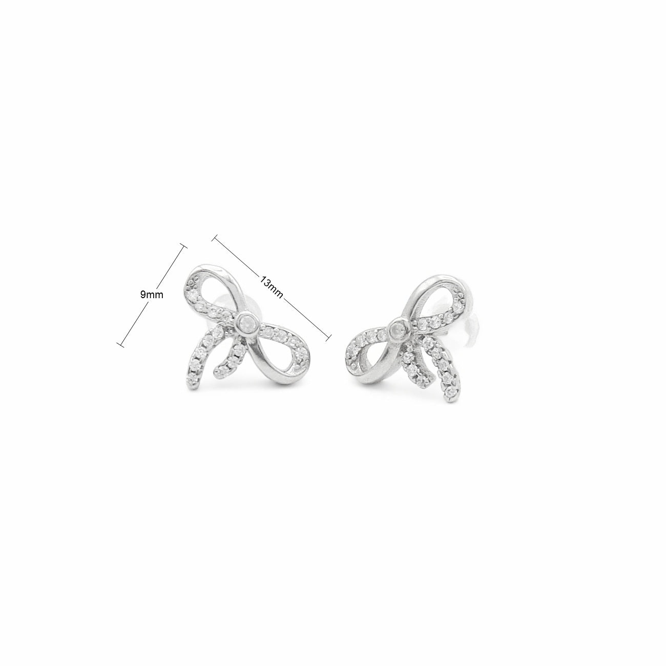Sterling Silver Bowknot CZ Stud Earrings