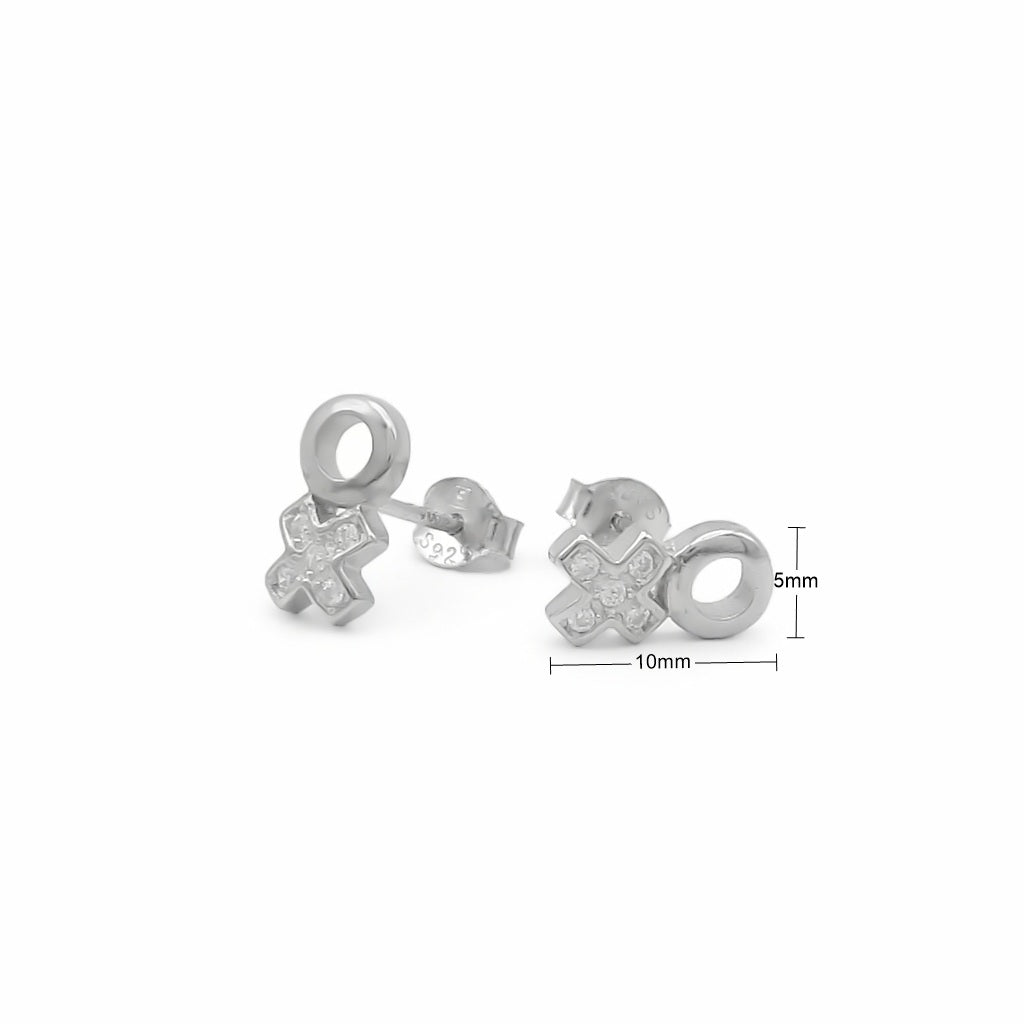 Sterling Silver XOXO CZ Stud Earrings