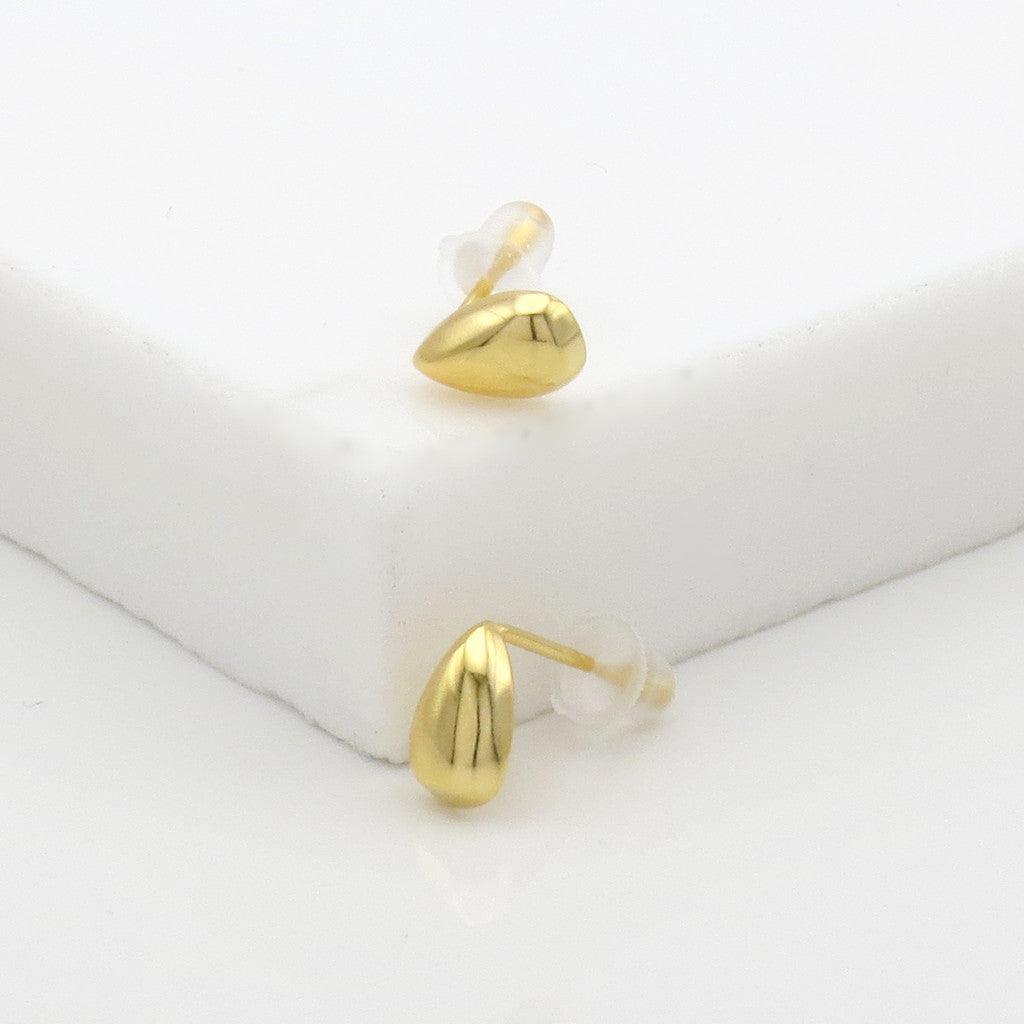 Sterling Silver Teardrop Stud Earrings - Gold-Stud Earrings-2-Glitters