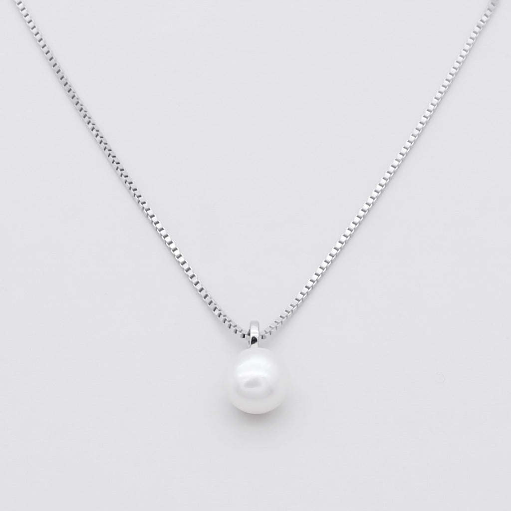 Sterling Silver Pearl Necklace I Glitters