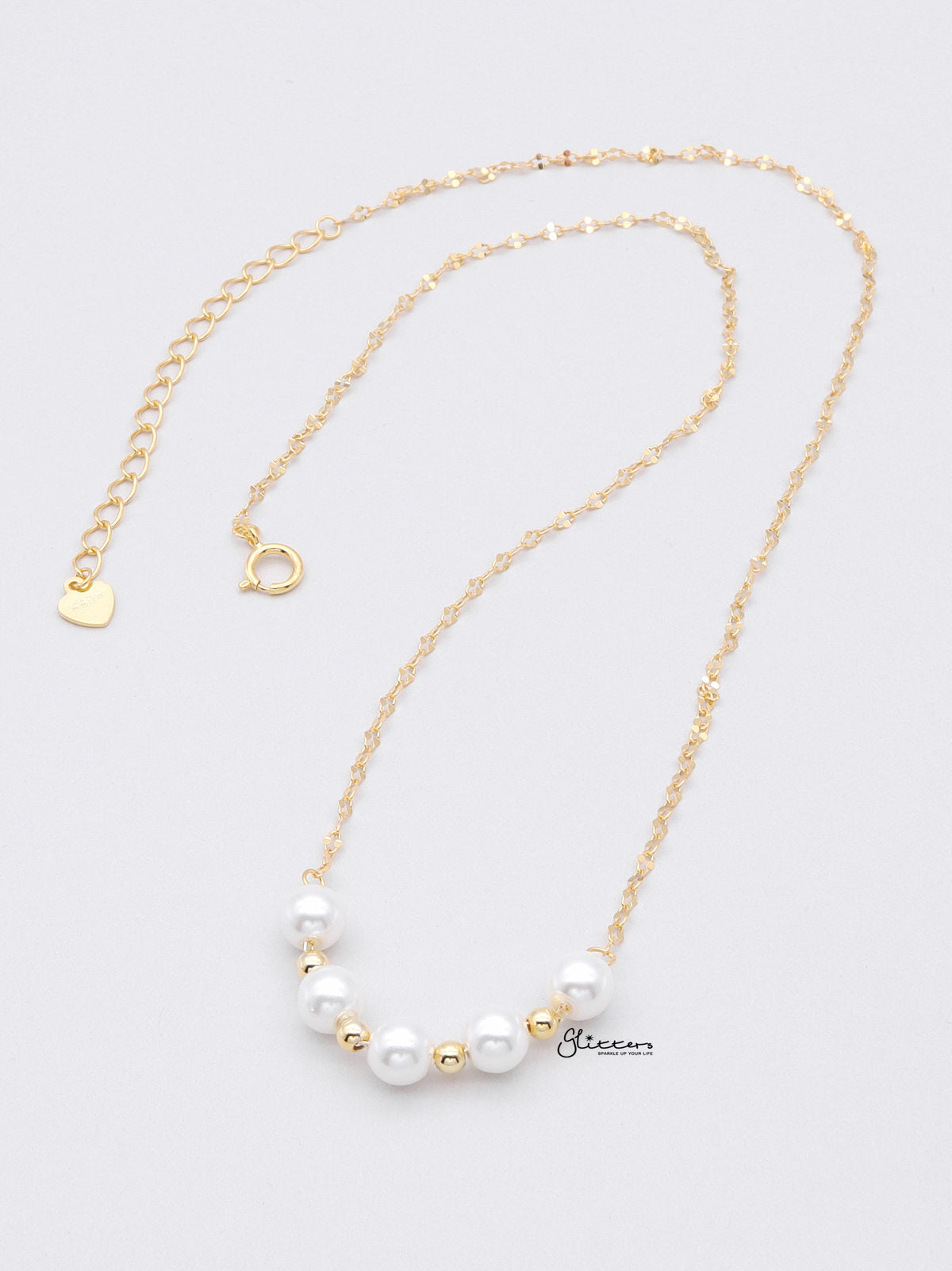 Sterling Silver Pearls Choker Necklace - Gold-Sterling Silver Necklaces-2-Glitters