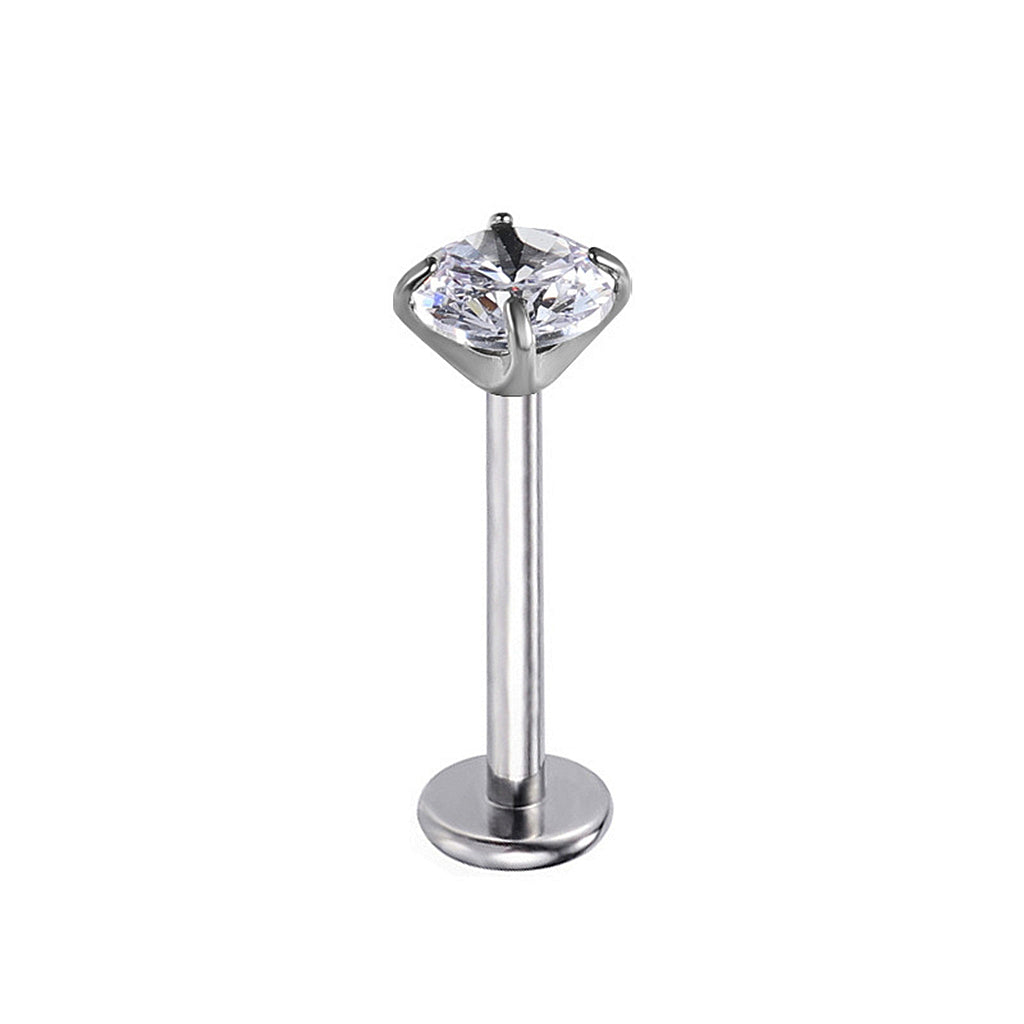 Star CZ Titanium Flat Back Stud Earring