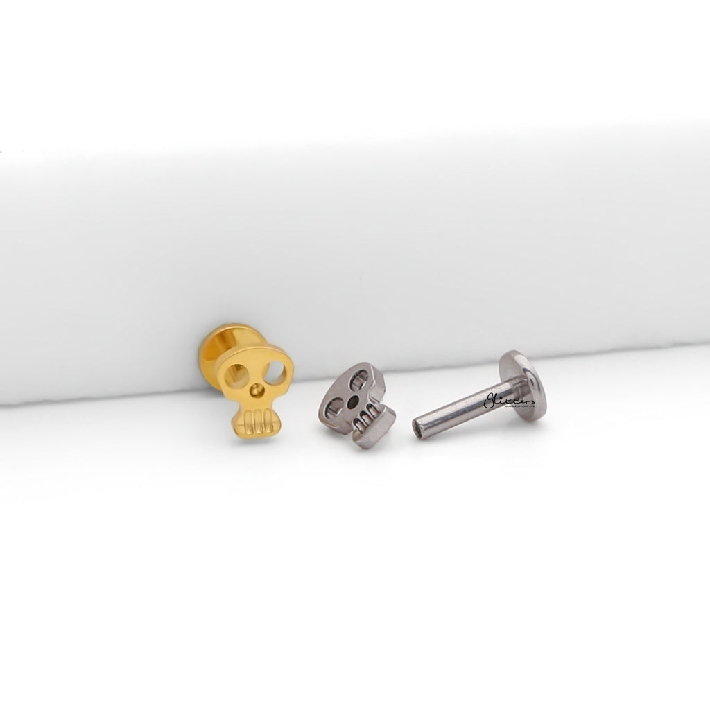 Skull Titanium Flat Back Stud Earrings-Tragus | Cartilage | Daith | Conch-4-Glitters